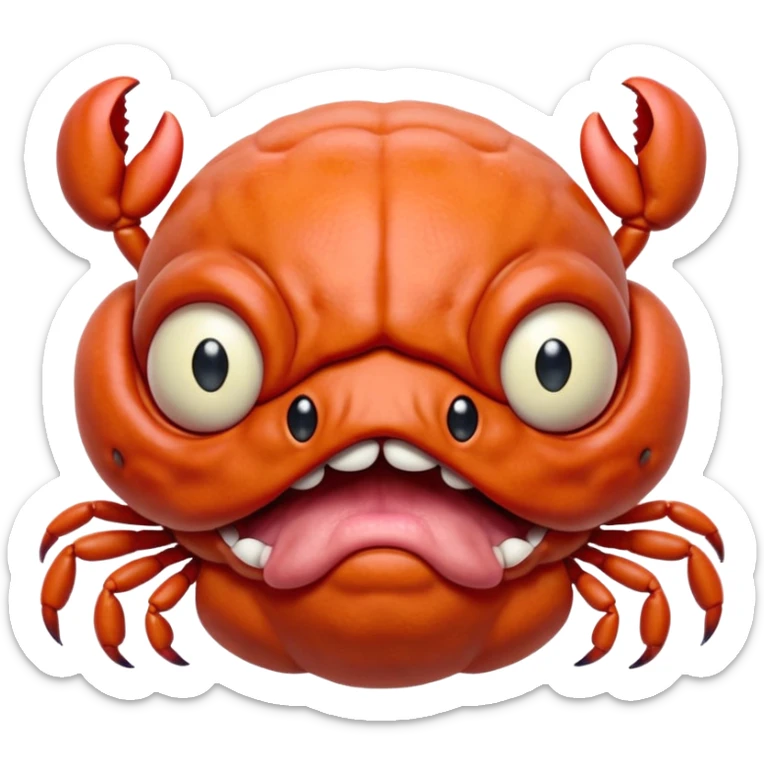 a crabadabadooda face, big eyes, tubblewubble, loolaapapoo, very wrinkly, bingblogo, crab,  SCREAMING, SCARES, WRINKLY, WRINKLES, sloopa, small mouth loobadooba, consquinto, lalalalabingbong, glossy eyes, maalardo , MAMAMALRHEGVXOSU, HDDISHIAGDUEHAIDYDTBWCAXCXZZXOXOSBSJWK sticker