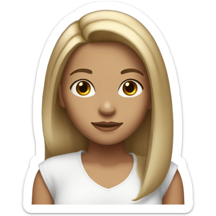 Dark blonde girl with blonde Highlights, Brown eyes and straight hair which is shoulder lengh  sticker