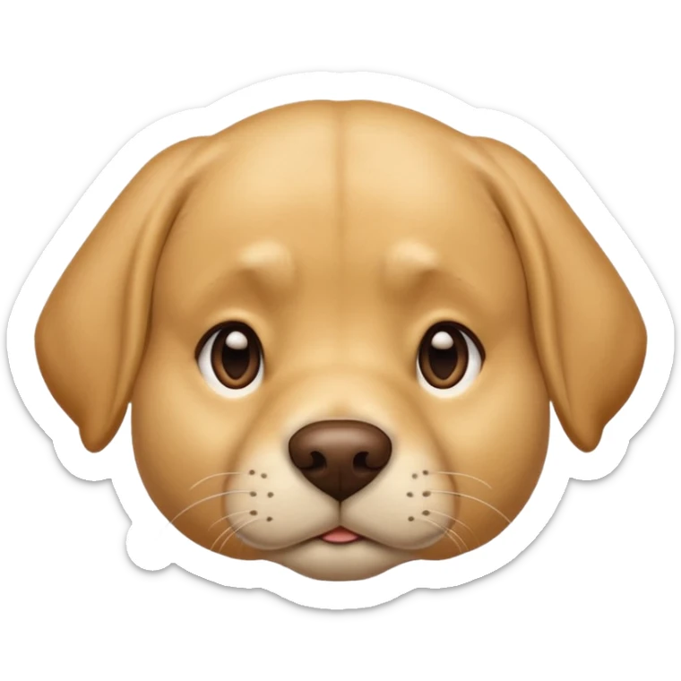 yellow labrador retriever head making thinking emoji gesture, paw on chin, expressive face sticker