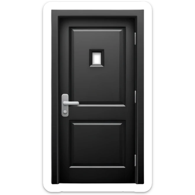 Minimalist emoji-style sticker of a closed door with a long shadow visible under the gap. Black and white, strong silhouette style.
 sticker