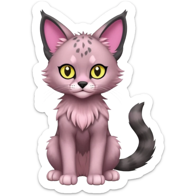 Dark Edgy Cute Pastel Ragdoll-Caracal-Cheetah-Fakémon-Lykoi-feline-hybrid (full body) sticker