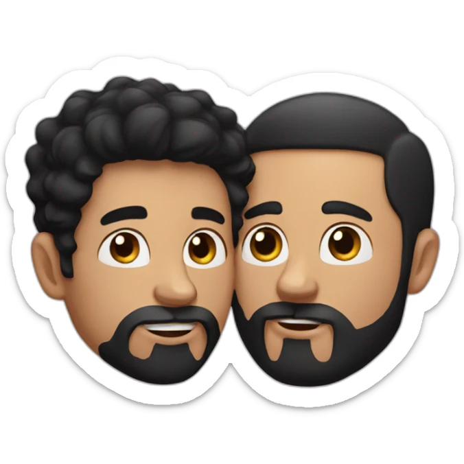 White Man with black hair and ginger beard kissing white man with black hair sticker