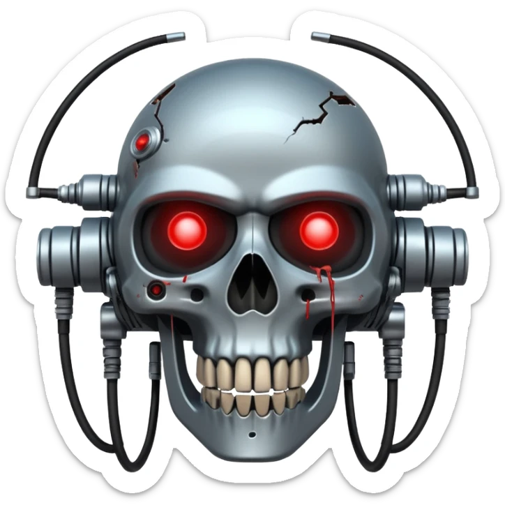 A spaceship in a distopian future, In the style of your bleeding skull art sticker