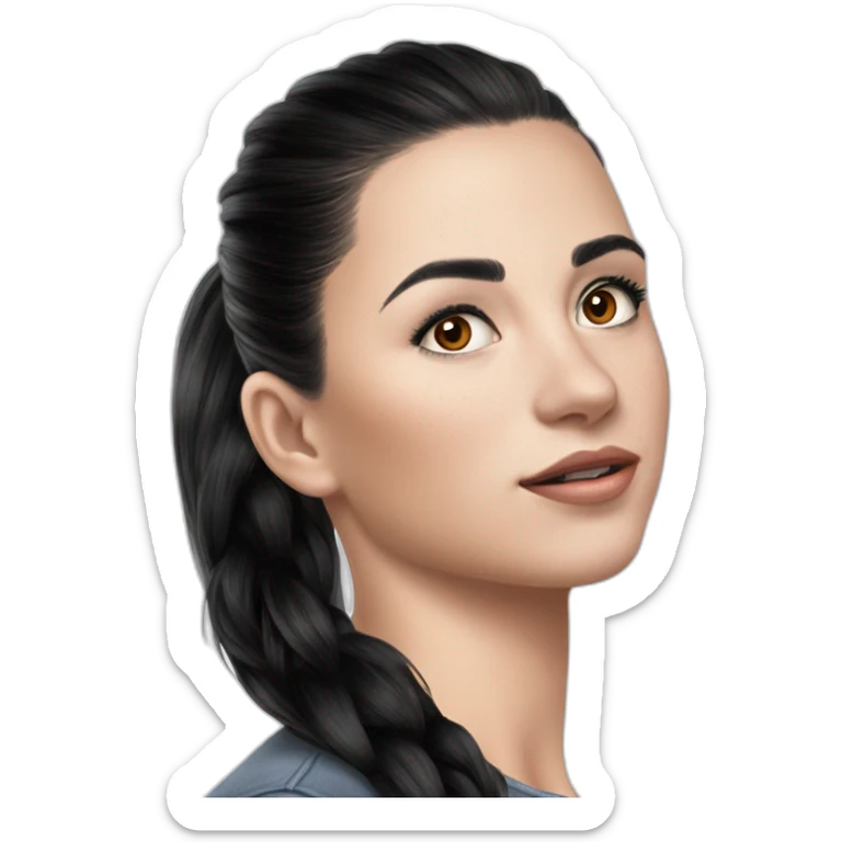 serene girl with ponytail sticker