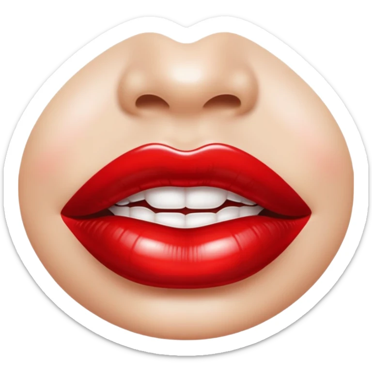 red shiny glossy lips mouth sticker