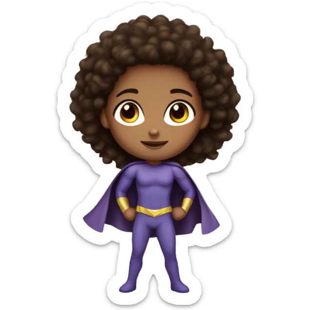 superhero, child, girl, long afro brown hair, brown eyes, Hispanic, freckles   sticker