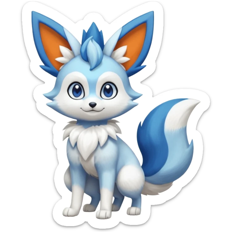 Glaceon-Fennekin-Meowstic-Fakémon-hybrid-creature (full body)  sticker