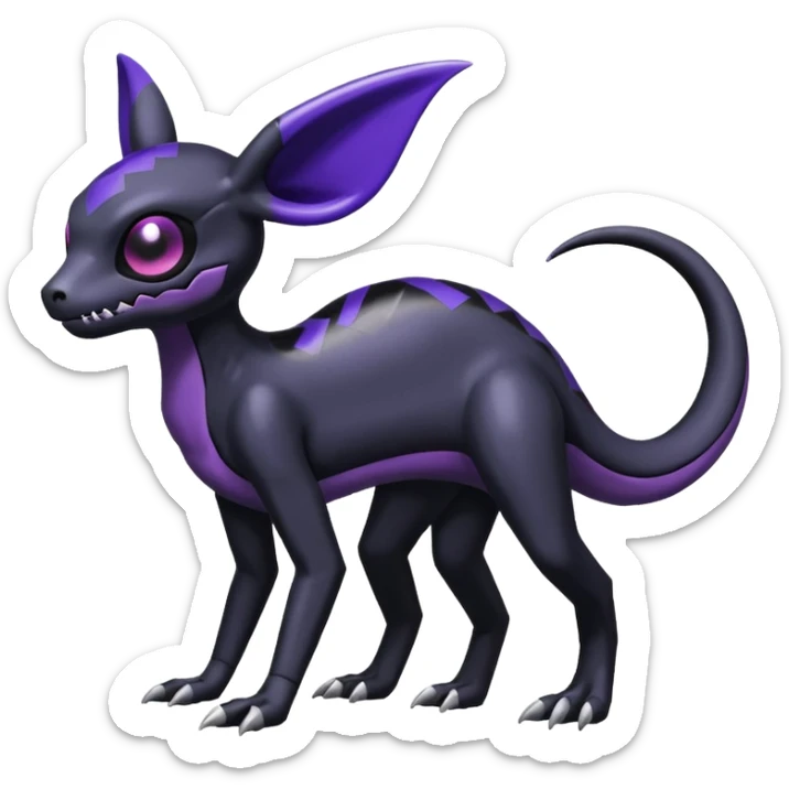 Shiny Duskull-Salandit-Umbreon-Fakémon-hybrid-creature (full body)  sticker