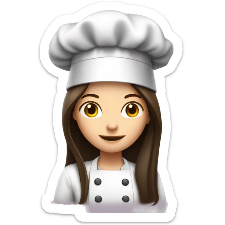 Brunette long straight hair girl in a cook hat cooks food  sticker