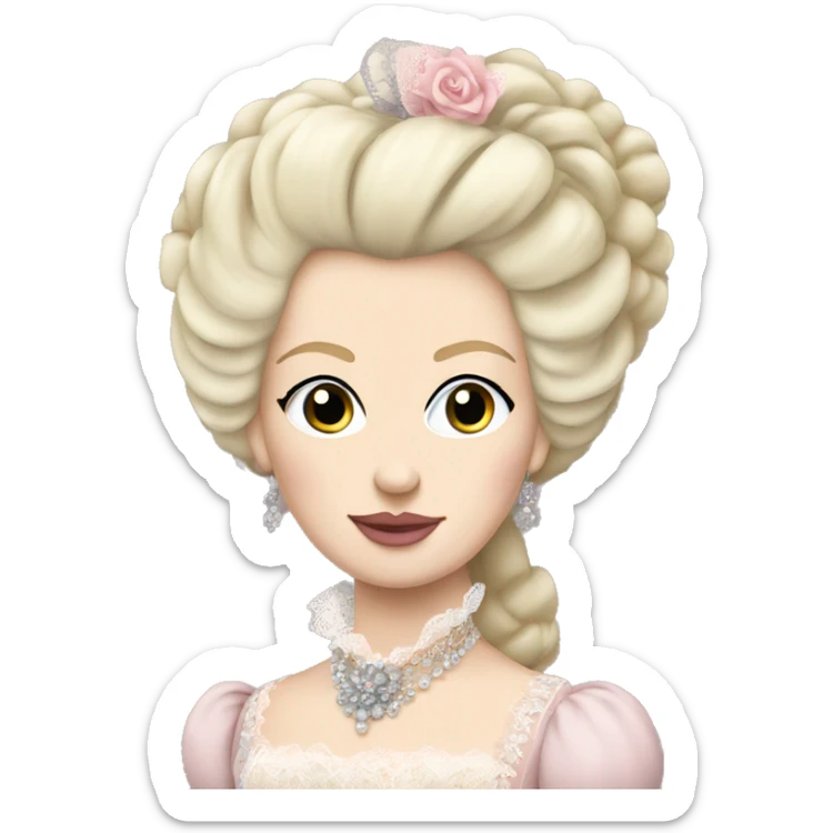Marie Antoinette wearing lace and pale pink with blonde hair sticker