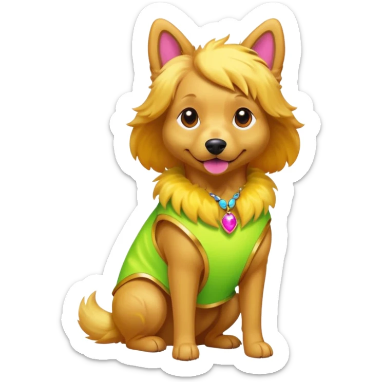 DOG wearring neon fashion dress sticker