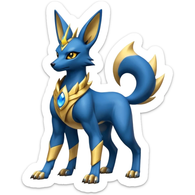 Lucario-Anubis-Umbreon-Jolteon-Fakémon-hybrid-creature (full body)  sticker