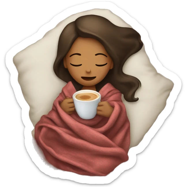 girl inside a blanket sipping coffee eyes closed sticker