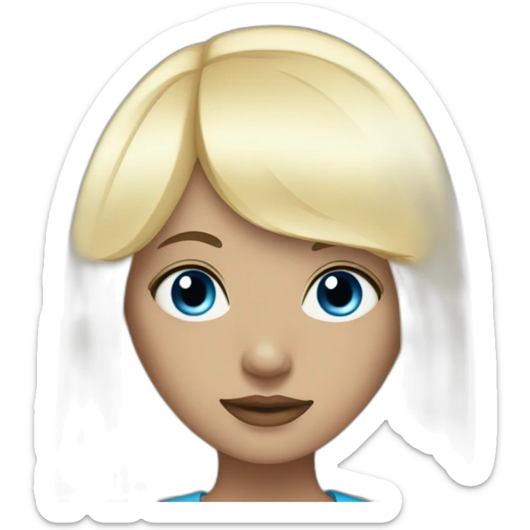 girl with black hair, thick fringe, blue eyes sticker