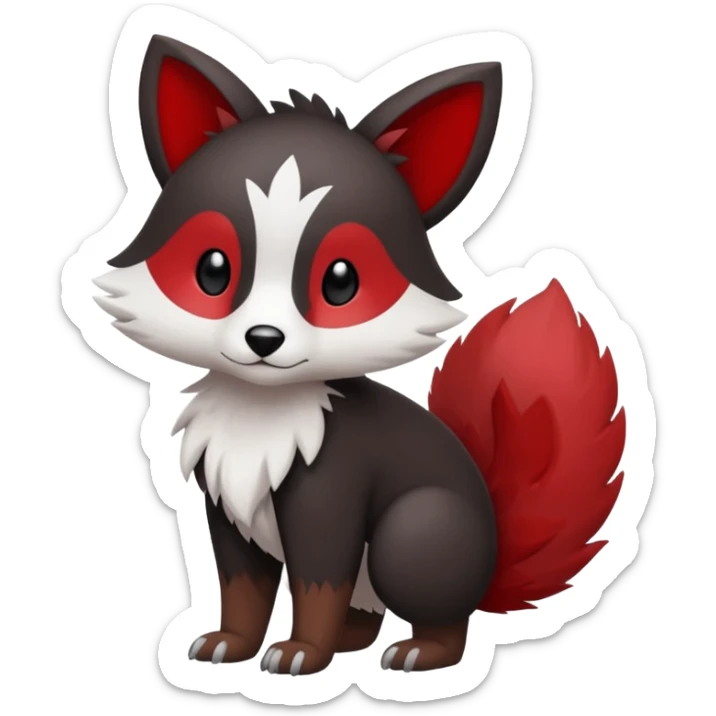 Cute cool white red dark-brown black animal hybrid Fakemon full body sticker