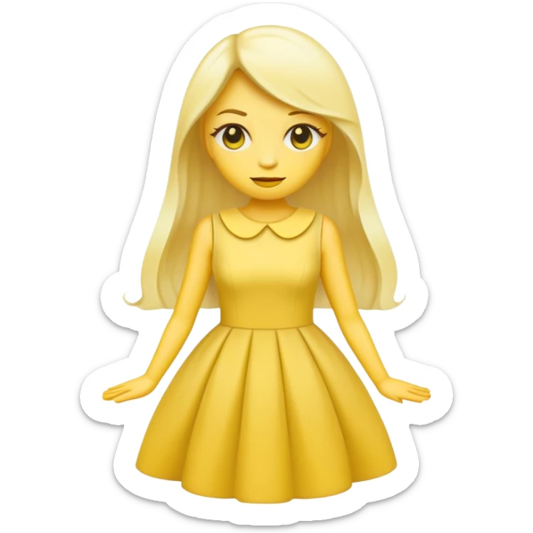 fashionable outfit, yellow face emoji wearing a stylish dress sticker