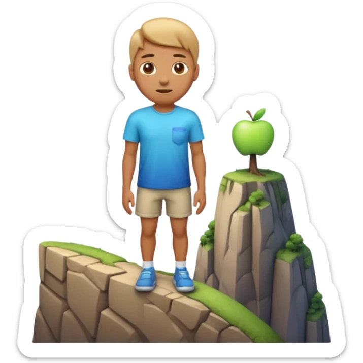 A 3D emoji of a person standing at the edge of a steep cliff in Apple style. The person faces forward, close to the edge, showing a sense of height and danger. Clean, glossy , isolated on white background.


 sticker