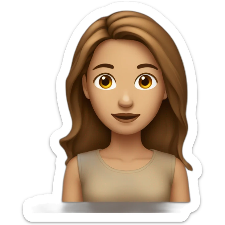 women,long brown hair , tan sticker