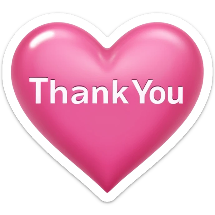 The word "thank you" is written in Russian on a pink heart. sticker