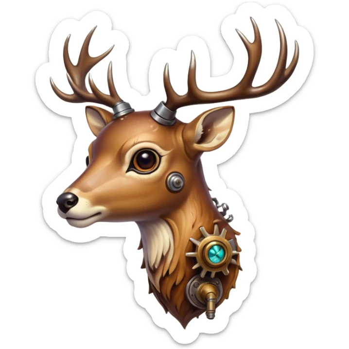 aesthetic brilliant divine lighting, oil paint steam-punk -  hieronymus bosch phantasmagoric mutated creatures - hybrids of human-deer sticker