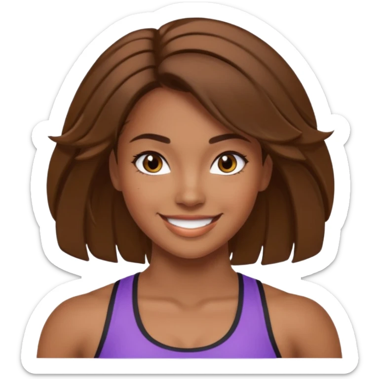 fitness girl, dark eyes, highlighted hair, brown skin sticker