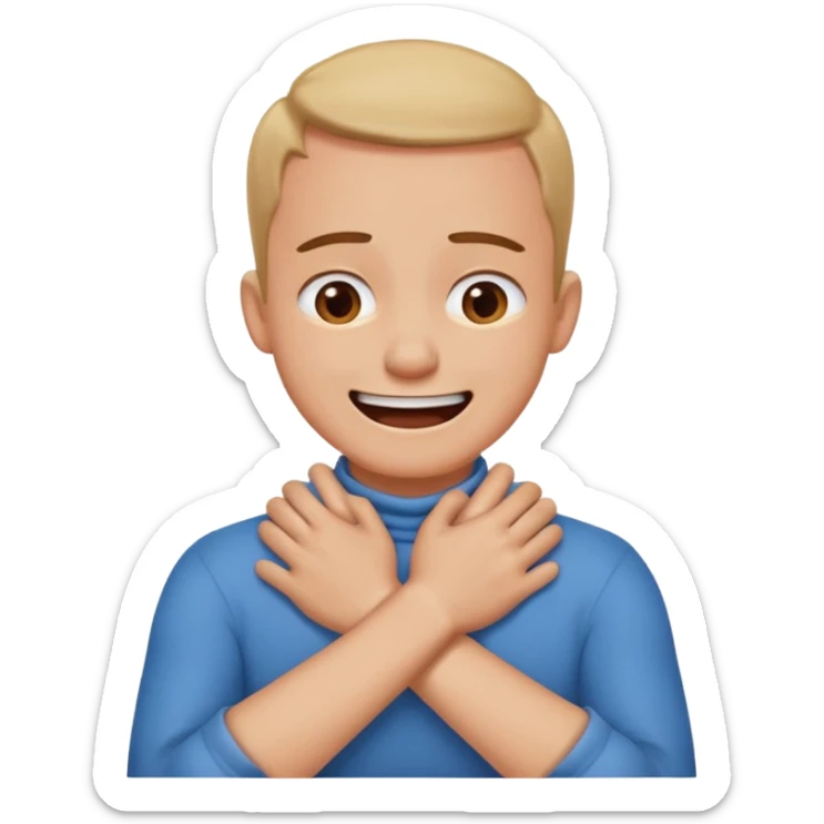 having a hard person like a head and neck of a person and their hands like crossed idk their neck like their chocking themselves but in a joking way like frustration sticker