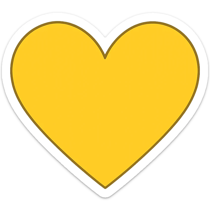 heart with a bright sunflower yellow color, digital illustration, no background sticker