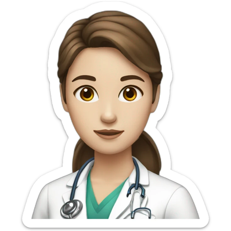 Girl white skin brown hair brown eyes doctor sticker