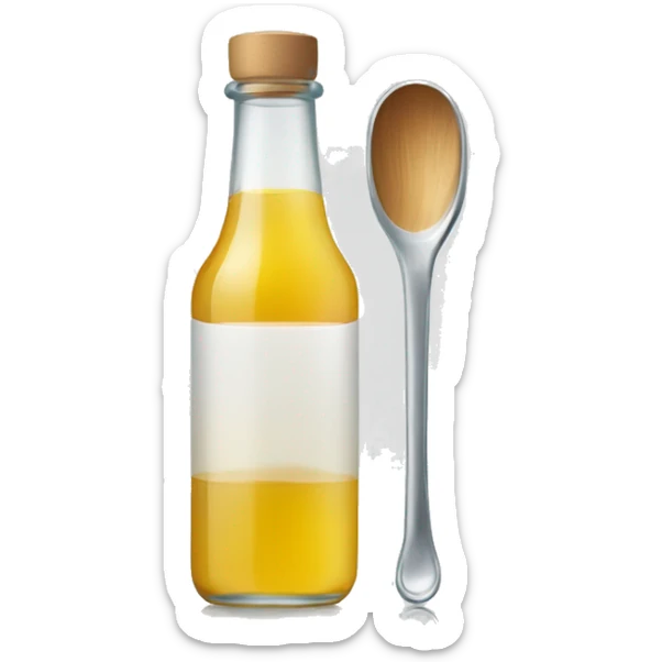 bottle of vinegar and a glass of water with a spoon sticking inside the glass sticker