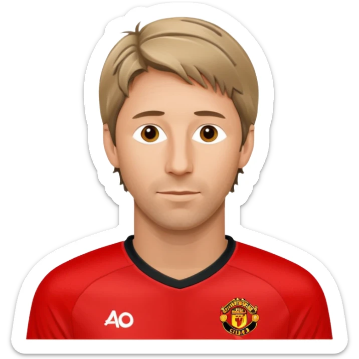 Van der Sar Dutch footballer in red Manchester United jersey minimal details no text no background sticker