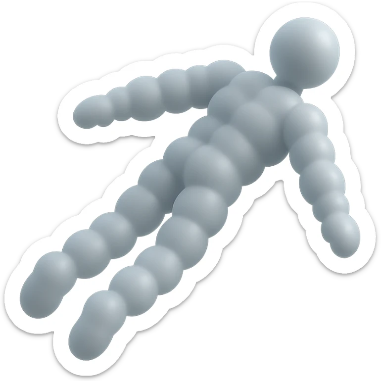 minimalist flying person made entirely of small white convex clouds, matte glass style, no background sticker