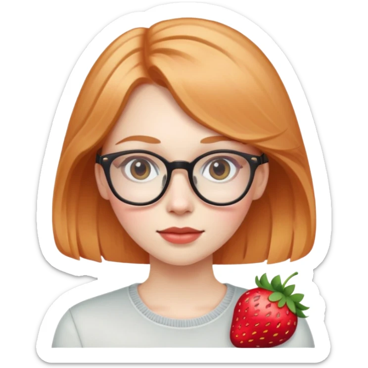 Pale girl with strawberry blonde hair and glasses sticker