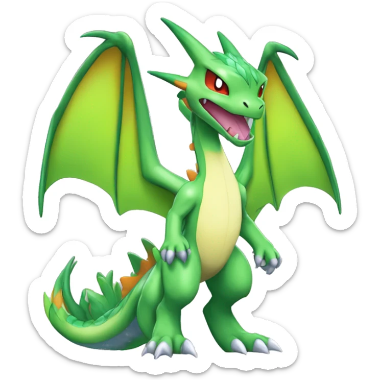 Anthro Cool Edgy Legendary Colorful Shy Shiny Fakemon-Pokémon-Flygon-Charizard-Fantasy-Creature With Full Body Detailed High Quality sticker