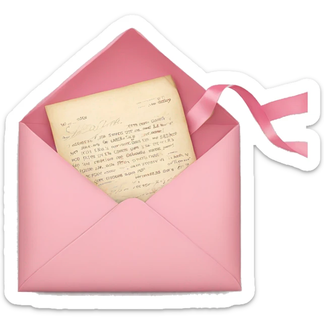 vintage love letters in envelope tied with a baby pink ribbon  sticker