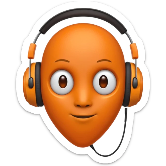 Orange round head with a Orange cone body and without arms and legs with orange antennae and headphones sticker