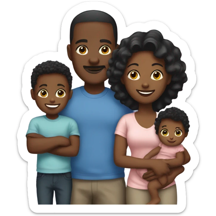 black family of 7 (2 babies, 2 young men, a married couple and a middle aged woman) sticker