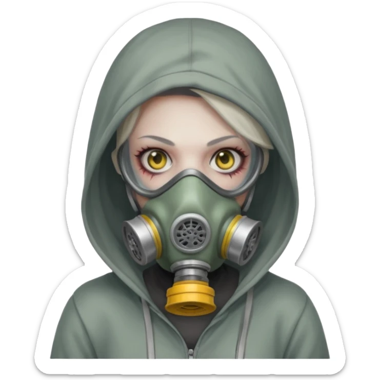 Zombie in gas masks woman hoodie sticker