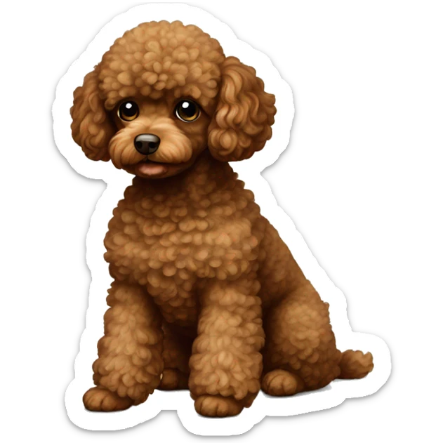 Brown toy poodle laying  sticker