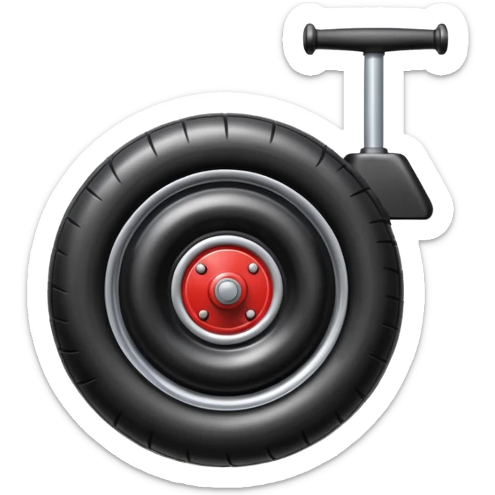he aircraft's landing gear is one inflated, plump wheel with a strut, black in color, cartoon-style sticker