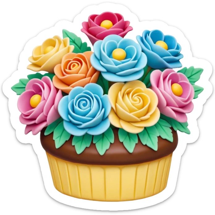 cake in the shape of a bouquet of flowers sticker