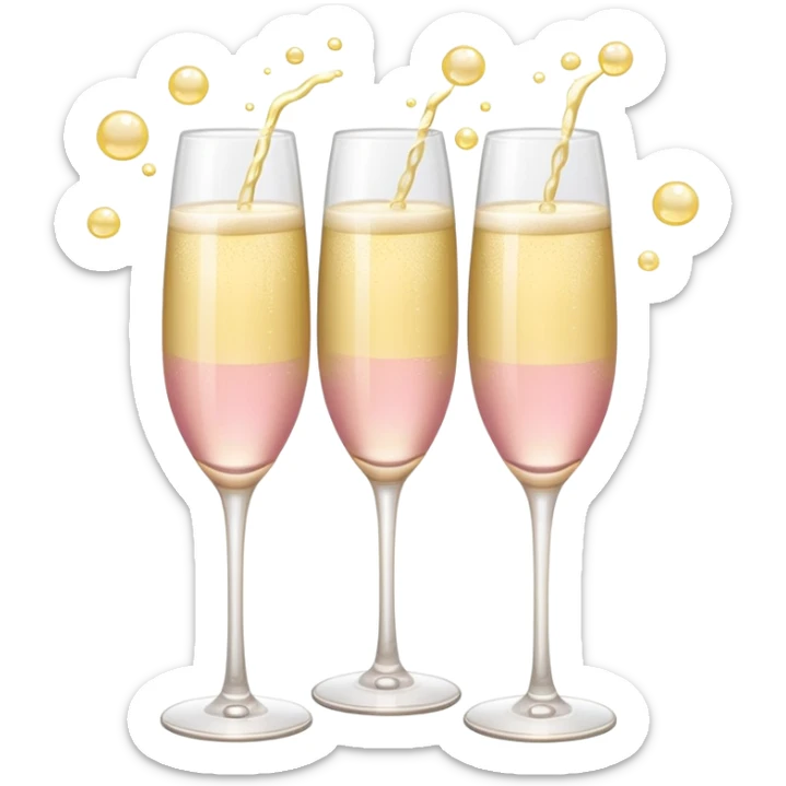 Two glasses of champagne in soft pink, beige and yellow pastel colors sticker