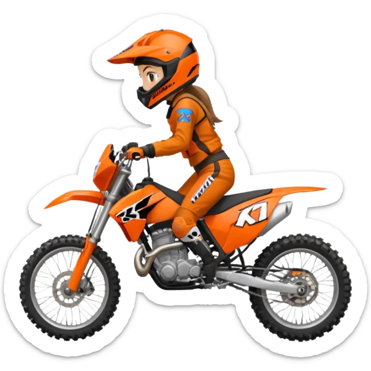 Motocross ktm orange dirt bike with 5”1’ girl on it sticker
