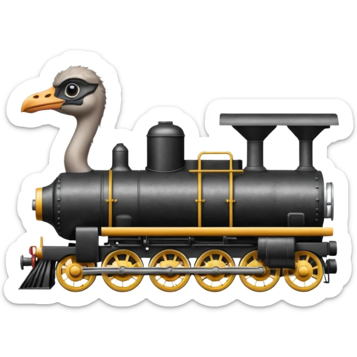 Give me a 0-5-0 locomotive and put an ostrich body and head on the steam engine of the train and put a toilet on top second train car  sticker