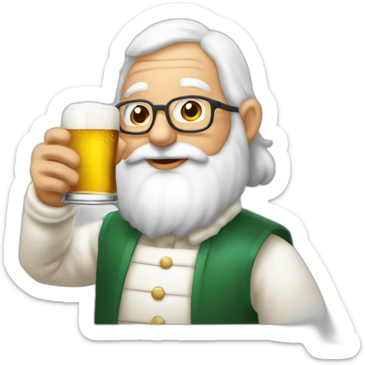 Père Noël qui offre un verre de bière à un enfant comme cadeau sticker