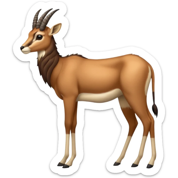 Wildebeest-gazelle-fusion-animal-hybrid-creature, full body sticker