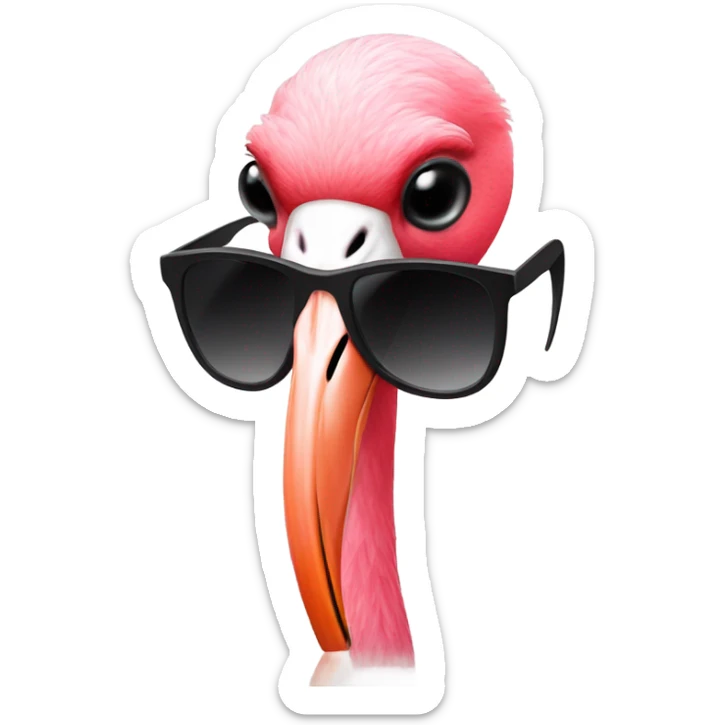 Flamingo wearing sunglasses drinking out of a cup that says FUR sticker
