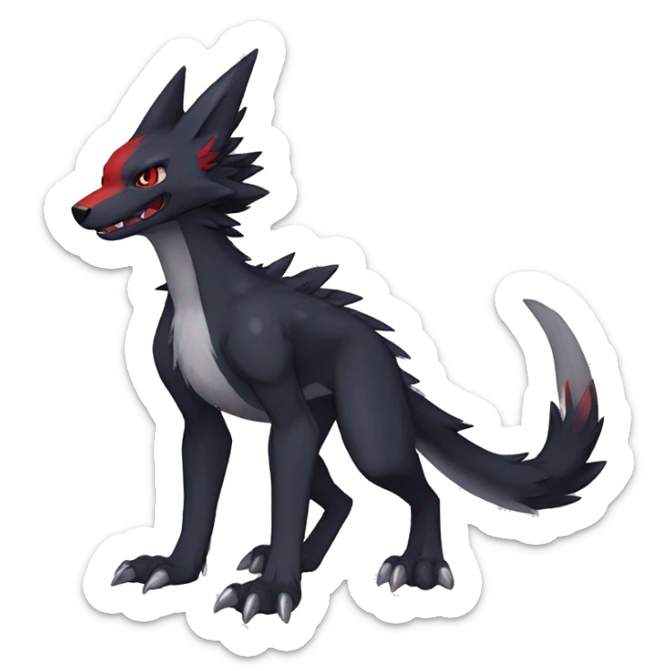 Anthro cool black red nargacuga sergal animal hybrid Fakemon full body sticker