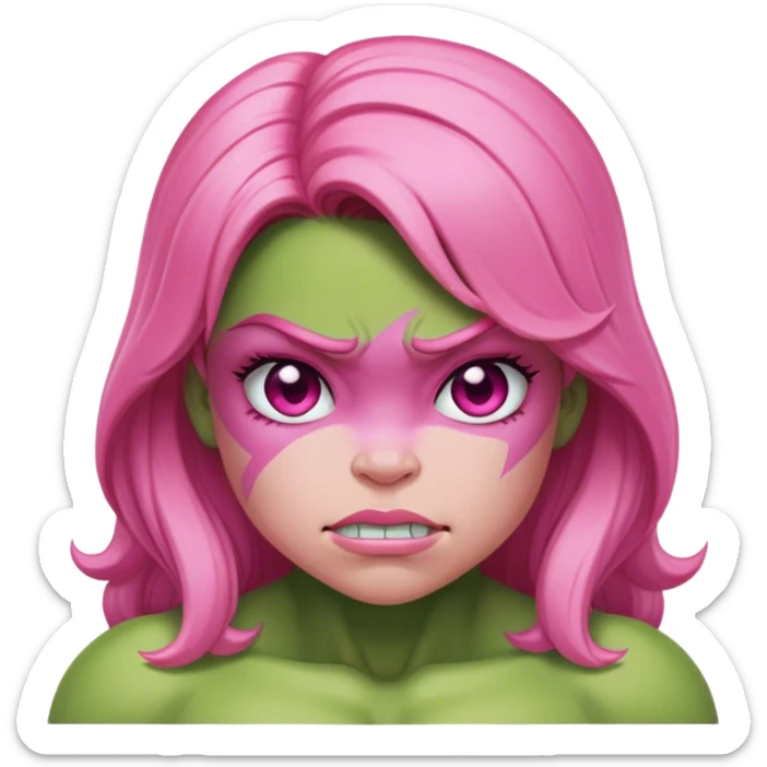 the hulk but instead of green man it’s a pink girl hulk sticker
