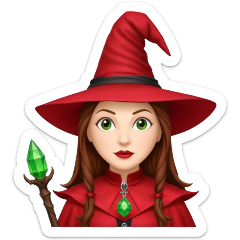 Wicked Witch of the East from the Wizard of Oz with long brown hair, red outfit sticker