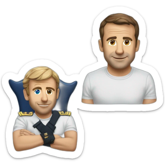 macron qui embrasse marine le peine avec un tee shirt i love marine sticker